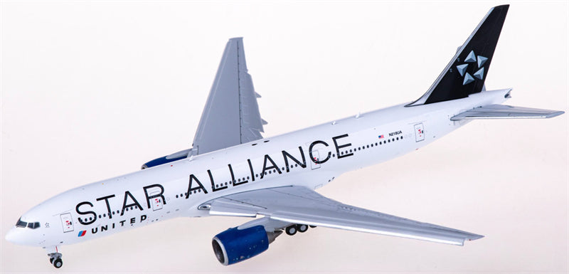 JC Wings United Airlines Boeing 777-200ER N218UA Star Alliance Flaps Down 1:400 Diecast Model view 1