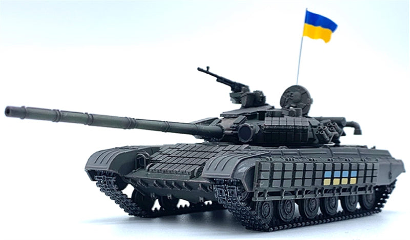 ARTISAN Ukrainian T-64BV main battle tank with National flag Wearing skirt armor 1:72 Tank Pre-built Model