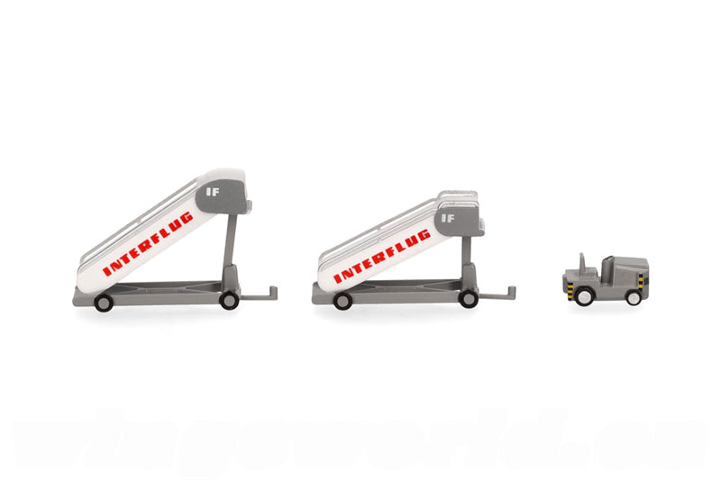 Herpa interflug passenger stairs 2pcs w/ tractor 1 piece 1:200 ABS Model view 1
