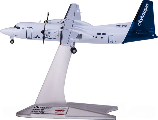 Herpa KLM Fokker 50 PH-KVC 1:200 Diecast Model view 1