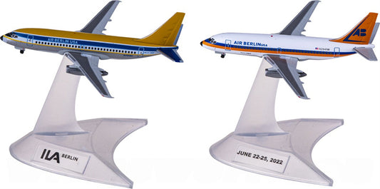 Herpa Air Berlin Boeing 737-200 N2941W & N491WC ILA2022 2ps a set 1:500 Diecast Model view 1