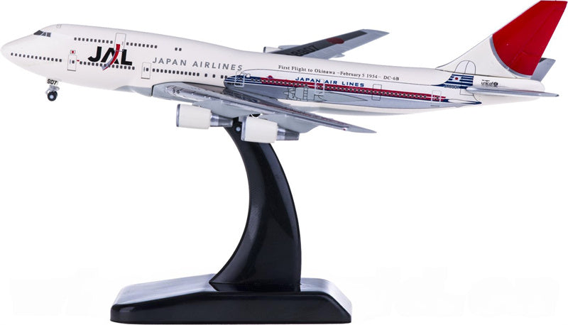 Hogan Japan Airlines Boeing 747-400D JA8907 First Flight to Okinawa 1:500 Diecast Model view 1