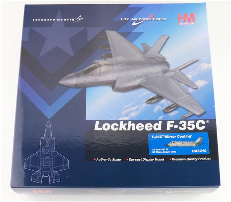 HOBBY MASTER F35C Lightning II JSF Mirror Coating XE-100/168733 US Navy August 2022 1:72 Aircraft Pre-built Model