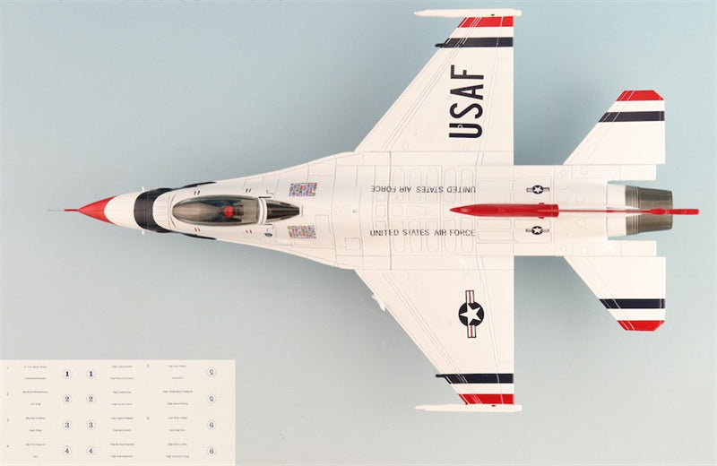 HOBBY MASTER F16C Fighting Falcon USAF Thunderbirds USAF RIAT 2017 (w/No.1 to No.6 decals) 1:72 Aircraft Pre-built Model