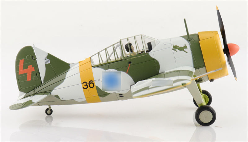HOBBY MASTER Brewster Model 239 Buffalo (winter scheme) BW364 3/LeLv 24 flown by WO Ilmari Juutilainen March 1942 0.075 Aircraft Pre-built Model