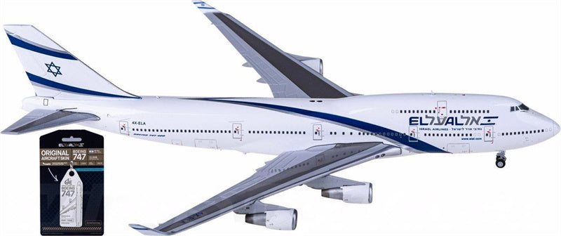 JC Wings EL AL Israel Airlines Boeing 747-400 4X-ELA w/ Aviationtag 1:400 Diecast Model view 1