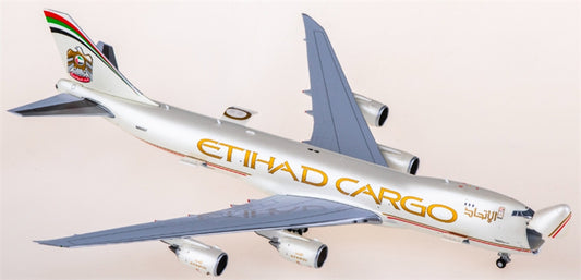 JC Wings Etihad Airways for Boeing 747-8F N855GT Interactive Series 1:400 Aircraft Pre-built  Airliner Model Display