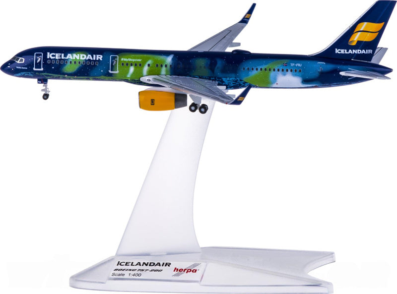 Herpa Icelandair for Boeing 757-200 TF-FIU Aurora 1:400 Airplane Pre-built  Airliner Model Display