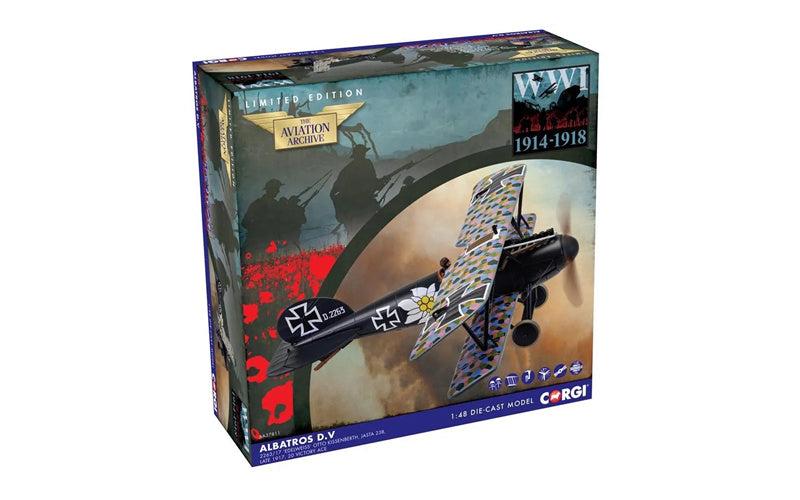 CORGI  Albatros D.V 2263/17 Edelweiss Otto Kissenberth, Jasta 23b late 1917 20 victory ace  1/48 Aircraft Pre-built Model