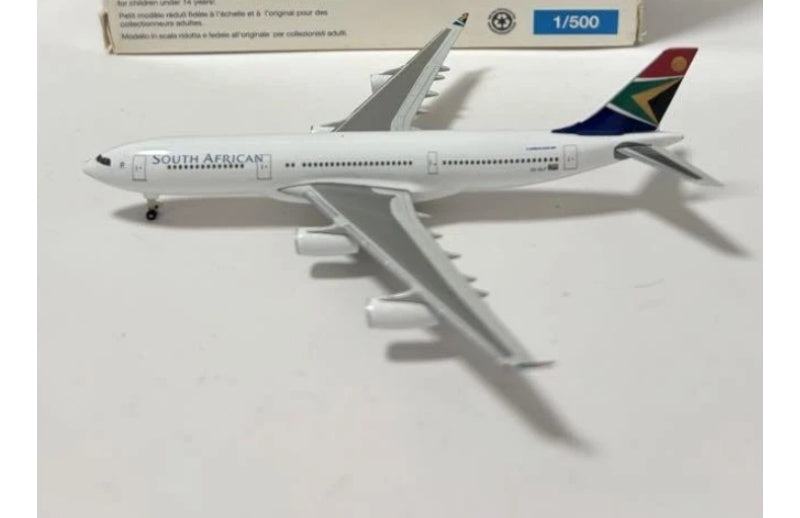 Herpa South African Airways Airbus A340-200 ZS-SLF 1:500 Aircraft Pre-built  Airliner Model Display