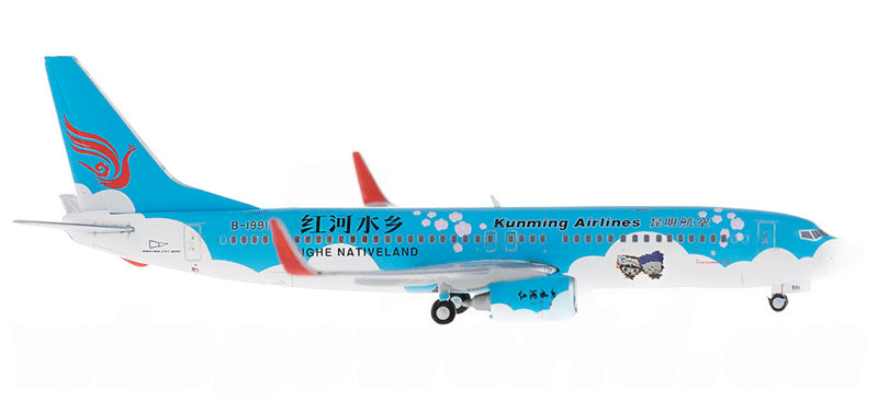 JC Wings Kunming Airlines Boeing 737-800 B-1991 Honghe Nativeland 1:400 Diecast Model view 2