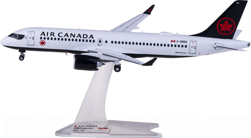 Herpa Air Canada Airbus A220-300 C-GROV 1:200 Diecast Model view 1