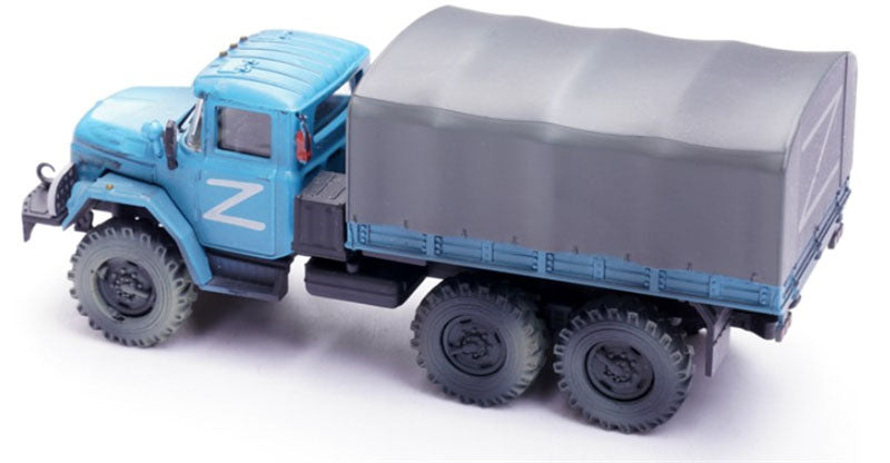 Panzerkampf ZIL-131 Military Blue Russian Aid Militia 1:72 Truck Pre-built Model