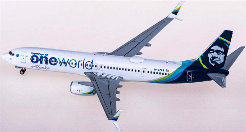 ジェミニジェッツ アラスカ航空 ボーイング737-900ER N487AS ワンワールド加盟 1:400スケール 飛行機組み立て済み旅客機モデル ディスプレイ