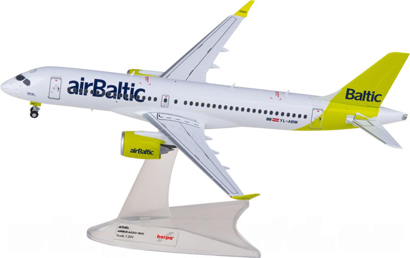Herpa airBaltic Airbus A220-300 YL-ABM 1:200 Diecast Model view 2