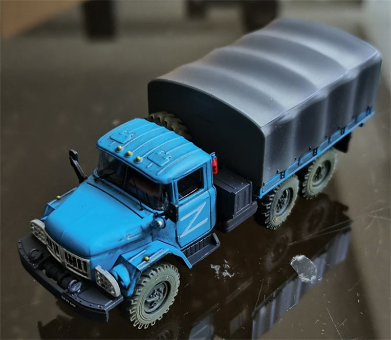 Panzerkampf ZIL-131 Military Blue Russian Aid Militia 1:72 Truck Pre-built Model