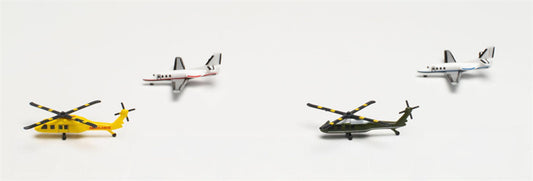 Herpa Helicopter and for Bizjet set (2+2) 1:500 Airplane Pre-built  Airliner Model Display