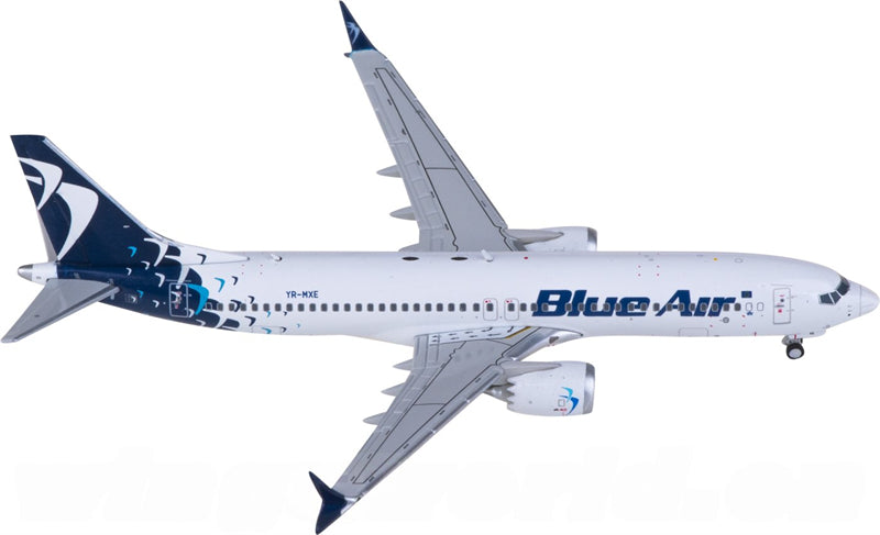 JC Wings Blue Air Boeing 737 MAX 8 YR-MXE 1:400 Diecast Model view 1