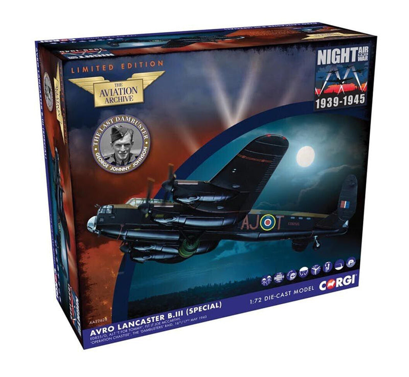 CORGI Avro Lancaster BIII Special, AJ-T, 'T-Tommy', 617 Sqn RAF, Operation Chastise Limited Edition 1/72 Aircraft Pre-built Model