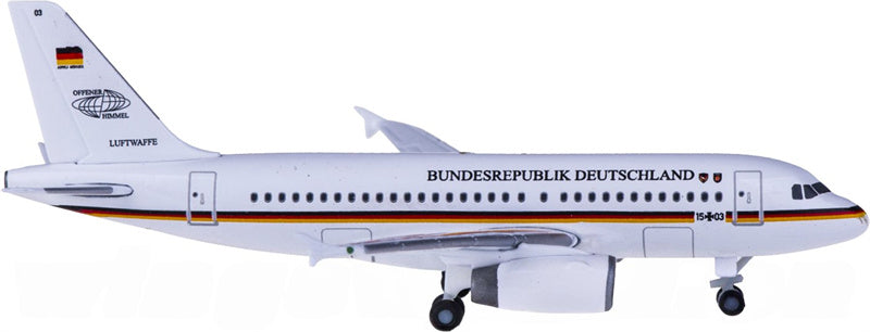 Herpa Luftwaffe for Flugbereitschaft for Airbus A319 15+03 1:500 Airplane Pre-built  Airliner Model Display