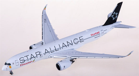 JC Wings Ethiopian Airlines for Airbus A350-900XWB ET-AYN Star Alliance Flaps Down 1:400 Airplane Pre-built Airliner Model Display