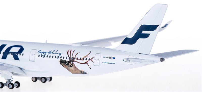 JC Wings Finnair Airbus A350-900 OH-LWD Happy Holiday Flaps Down 1:400 Diecast Model view 5