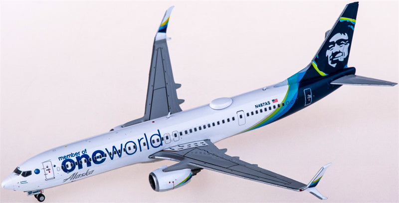 ジェミニジェッツ アラスカ航空 ボーイング737-900ER N487AS ワンワールド加盟 1:400スケール 飛行機組み立て済み旅客機モデル ディスプレイ