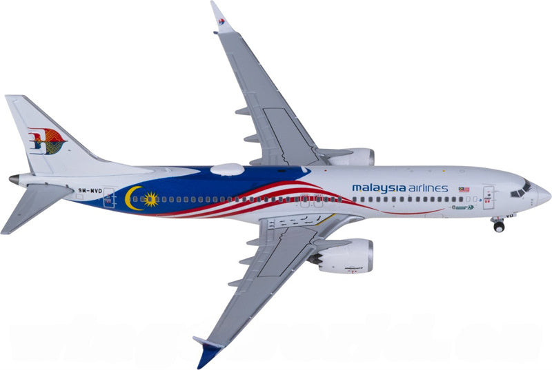 JC Wings Malaysia Airlines Boeing 737 MAX 8 9M-MVD 1:400 Diecast Model view 1