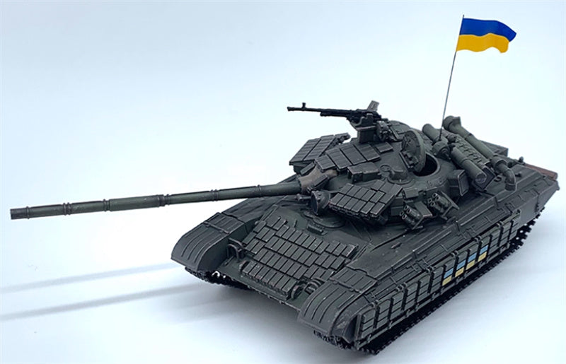 ARTISAN Ukrainian T-64BV main battle tank with National flag Wearing skirt armor 1:72 Tank Pre-built Model