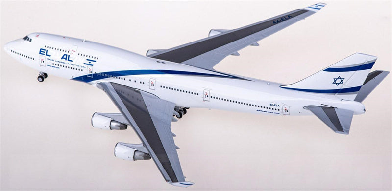 JC Wings EL AL Israel Airlines Boeing 747-400 4X-ELA w/ Aviationtag 1:400 Diecast Model view 2