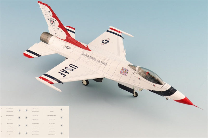 HOBBY MASTER F16C Fighting Falcon USAF Thunderbirds USAF RIAT 2017 (w/No.1 to No.6 decals) 1:72 Aircraft Pre-built Model