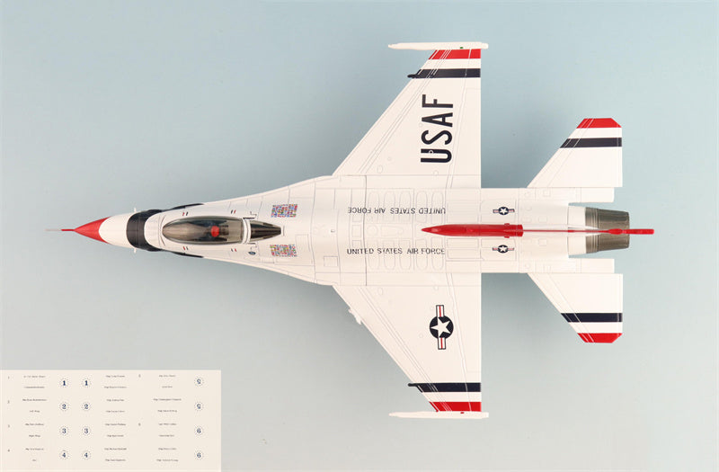 HOBBY MASTER F-16C Thunderbirds USAF RIAT 2017 (w/No.1 to No.6 decals) 1:72 Airplane Pre-built Model