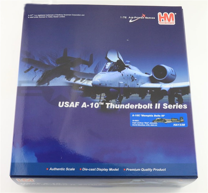 HOBBY MASTER A10C Thunderbolt II USAF Memphis Belle III 78-0651/DM Capt Lindsay Mad Johnson David-Monthan AFB 2023-24 1:72 Aircraft Pre-built Model