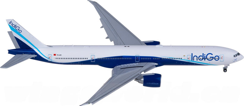 JC Wings IndiGo Boeing 777-300ER TC-LKD Flaps Down 1:400 Diecast Model view 1