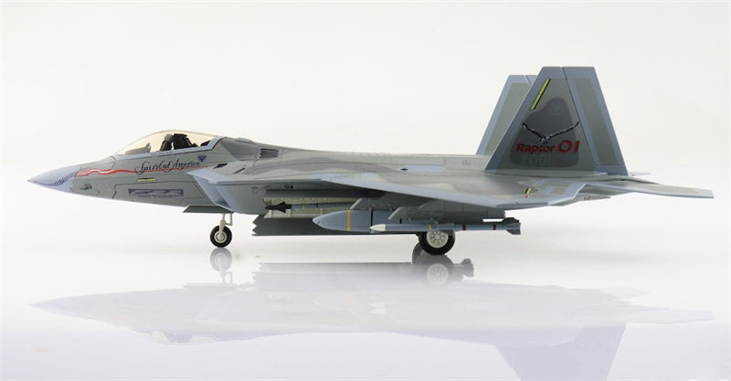 HOBBY MASTER F22 Raptor USAF 91-001 Spirit of America Raptor 01 (underwing WPN 2 x AGM-158 8 x AIM-120 2 x fuel tanks) 1:72 Aircraft Pre-built Model