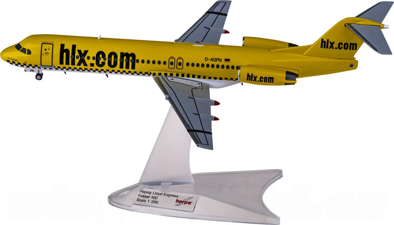 Herpa Hapag-Lloyd Express for Fokker 100 D-AGPN 1:200 Aircraft Pre-built  Airliner Model Display
