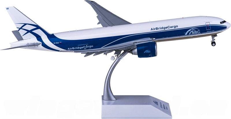 JC Wings AirBridgeCargo Boeing 777-200LRF VQ-BAO Flaps Down 1:200 Diecast Model view 1