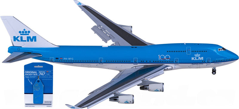 JC Wings KLM Boeing 747-400 PH-BFG Flaps Down with Aviationtag 1:400 Diecast Model view 3