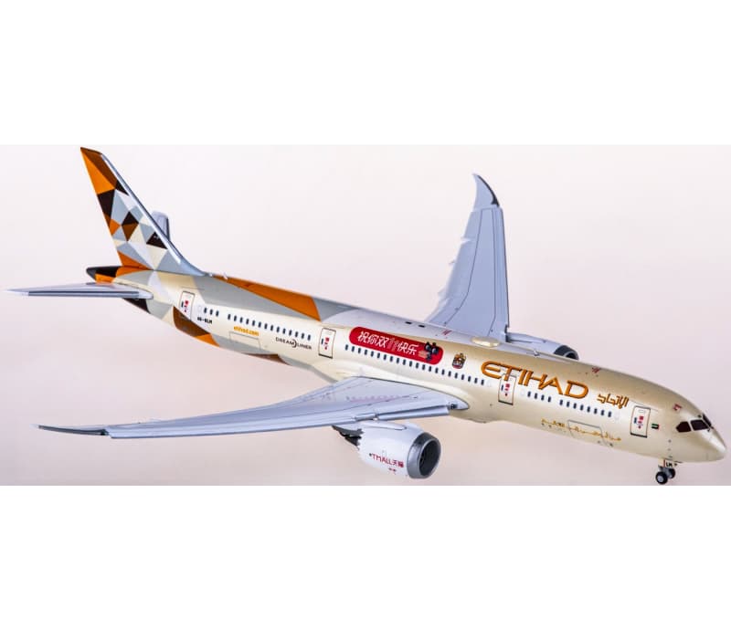 JC Wings Etihad Airways Boeing 787-9 A6-BLM Flaps down 1:400 Aircraft Pre-built  Airliner Model Display