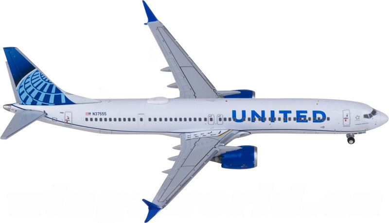 Geminijets United Airlines Boeing 737 MAX 9 N37555 1:400 Diecast Model view 3