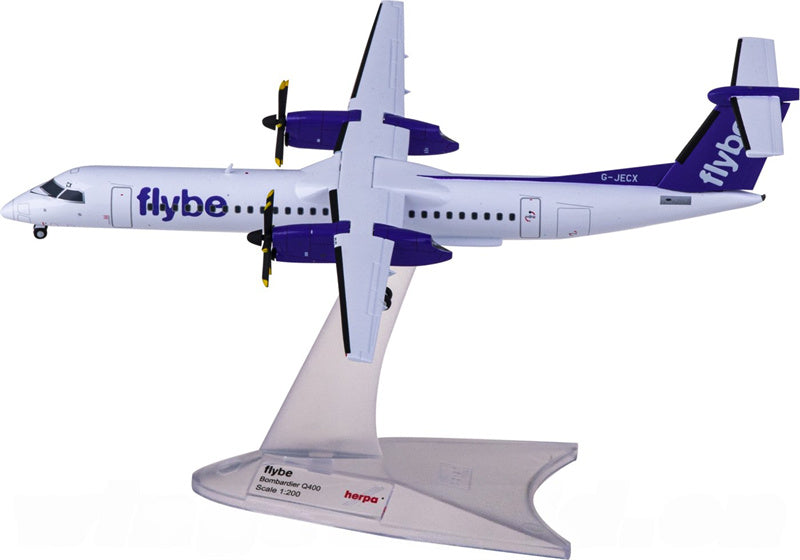 Herpa Flybe for Bombardier for Dash 8 Q400 G-JECX 1:200 Airplane Pre-built  Airliner Model Display