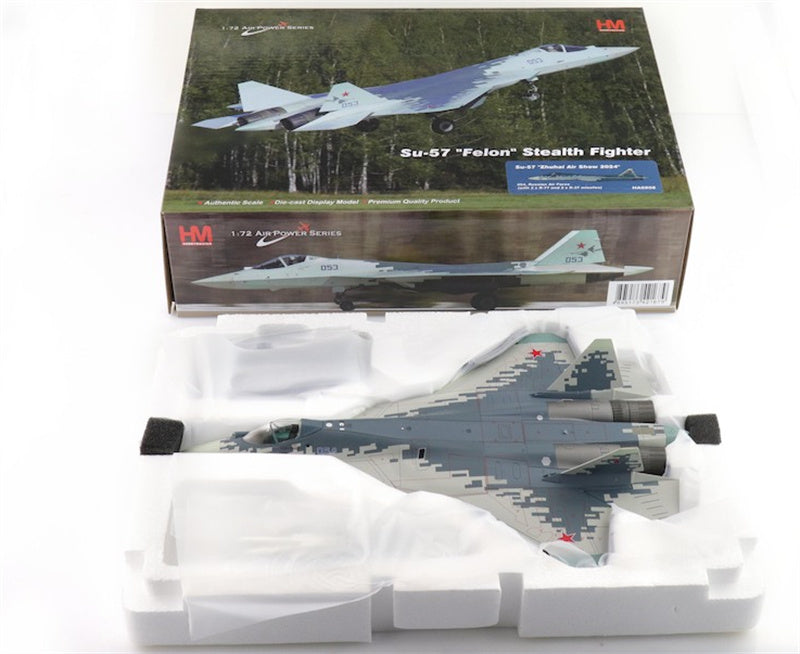 HOBBY MASTER Sukhoi SU57 Stealth Fighter Russian Air Force Zhuhai Air Show 2024 054 (with 2 x R-77 and 2 x R-37 missiles) 1:72 Aircraft Pre-built Model