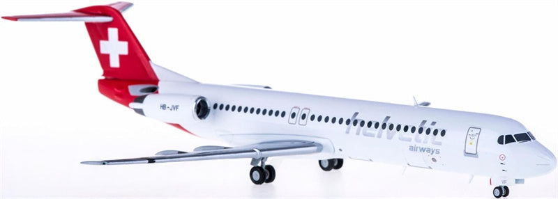 Herpa Helvetic Airways Fokker 100 HB-JVF 1:200 Diecast Model view 3