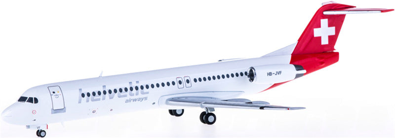 Herpa Helvetic Airways Fokker 100 HB-JVF 1:200 Diecast Model view 1