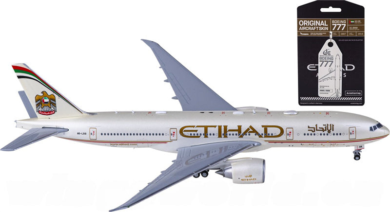 JC Wings Etihad Airways Boeing 777-200LR A6-LRB + Aviationtag 1:400 Diecast Model view 4