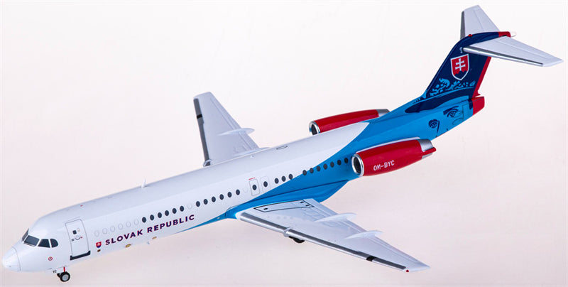 JC Wings Slovakia Government Flying Service Fokker 100 OM-BYC 1:200 Diecast Model view 1