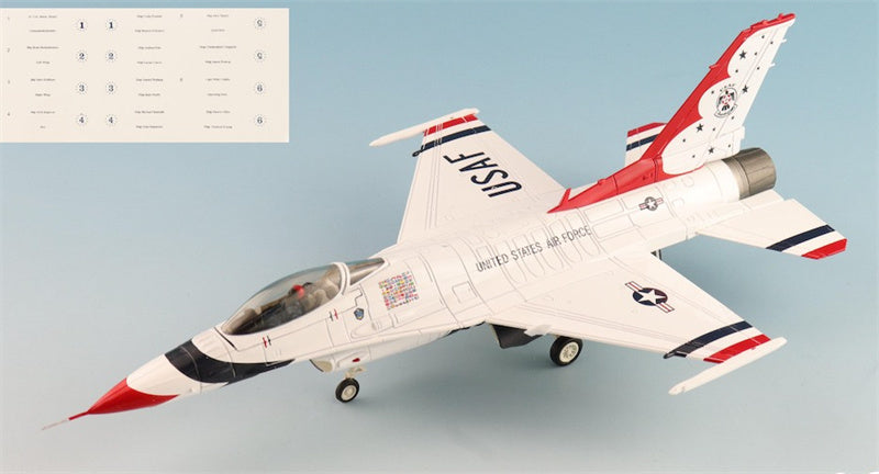 HOBBY MASTER F16C Fighting Falcon USAF Thunderbirds USAF RIAT 2017 (w/No.1 to No.6 decals) 1:72 Aircraft Pre-built Model
