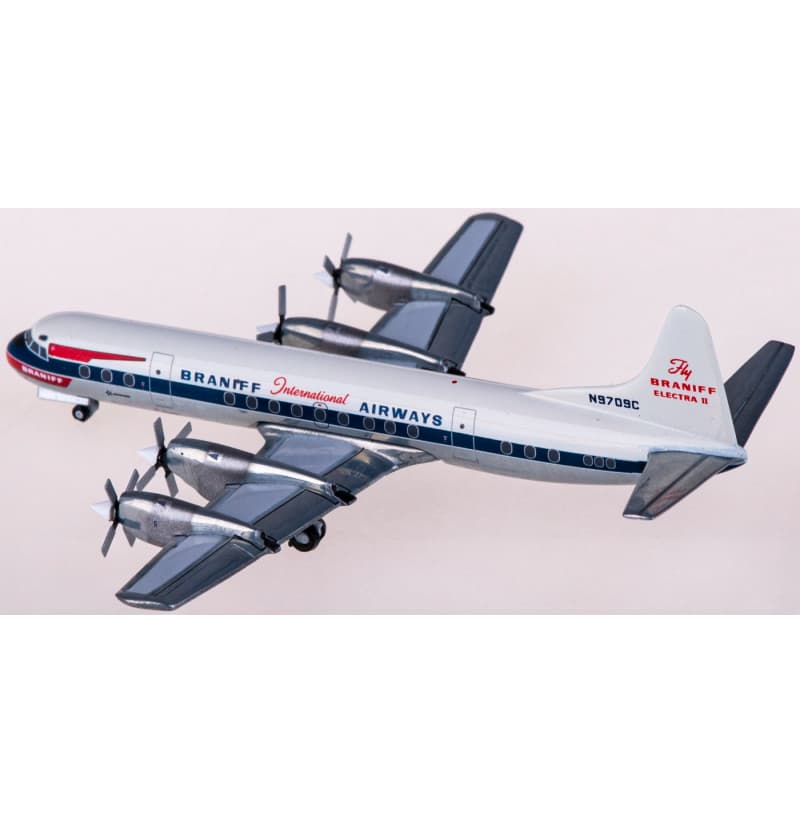 Geminijets Braniff Airways Lockheed L-188A Electra N9709C 1:400 Aircraft Pre-built  Airliner Model Display