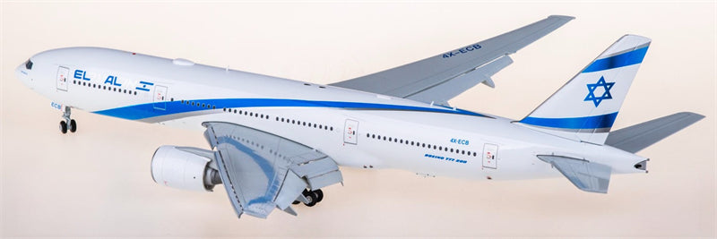 Geminijets 1:200 El Al Boeing 777-200ER 4X-ECB Flaps down Diecast Model view 3