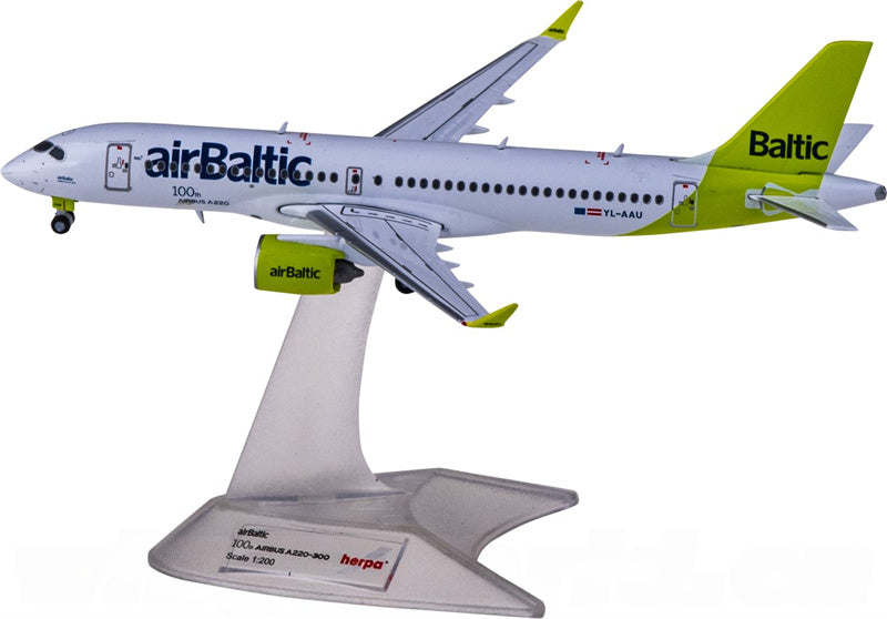 Herpa airBaltic for Airbus A220-300 YL-AAU 1:400 Airplane Pre-built  Airliner Model Display